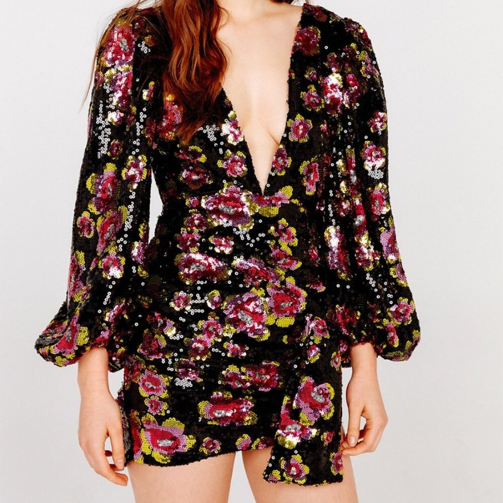 For Love & Lemons Morrison Sequined Mini Dress